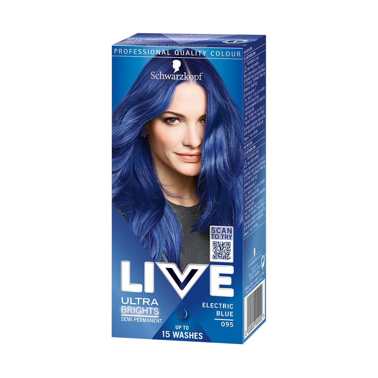 Напівстійка крем-фарба для волосся Schwarzkopf LIVE Ultra Brights 095 Electric Blue, 60 мл